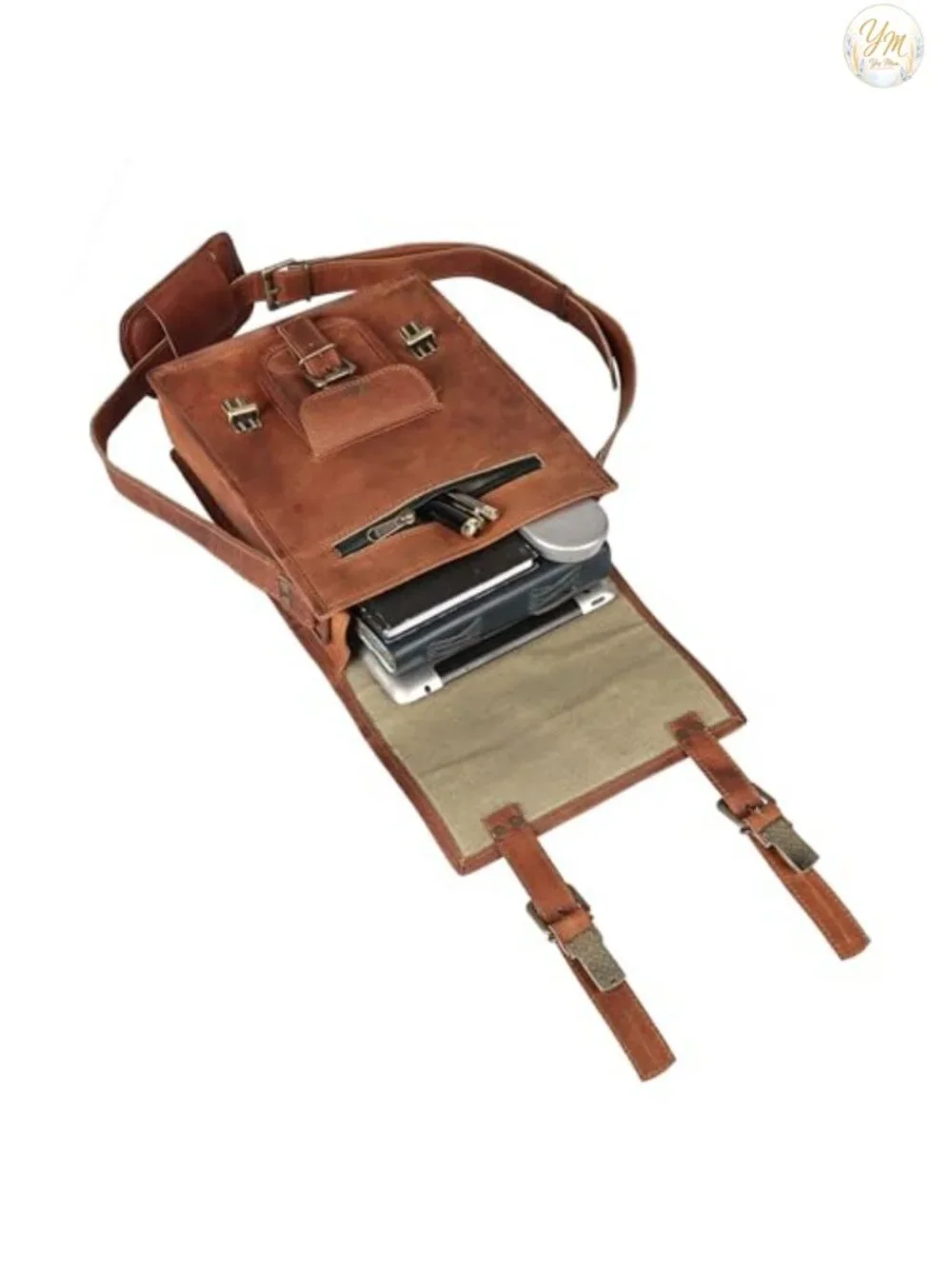 Full Grain Leather Messenger Bag Satchel Crossbody Tablet Bag 11